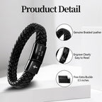 Alissl Black Braided Leather Bracelet for Men, Christian Mens Gifts Ideas