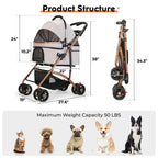 3-in-1 Foldable Pet Stroller for Medium Dogs & Cats up to 50lbs – Detachable Carrier & Car Seat with Storage Basket, 5” Lockable Wheels – All-Terrain Design for Jogging, Walking, and Travel (Grey)