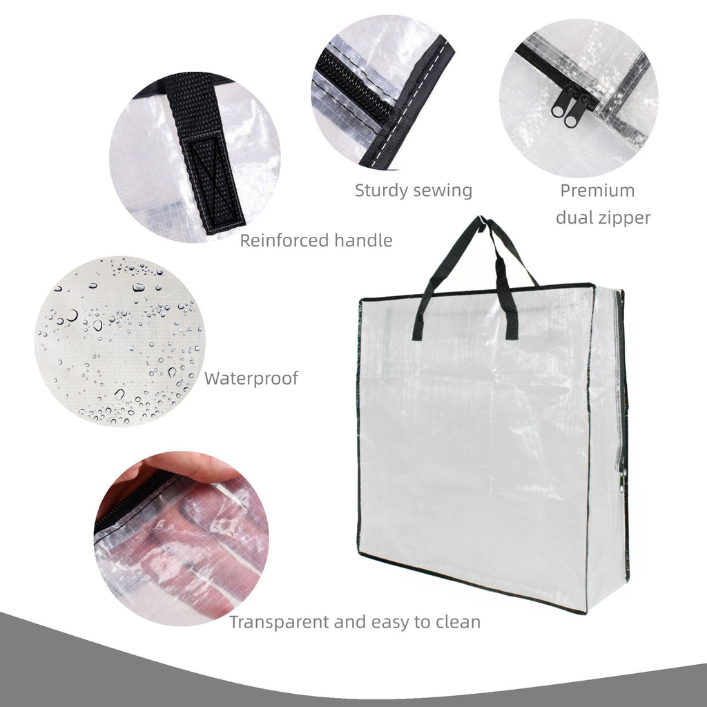 5 Pack Moving Bags, Wreath Storage Bag, Garland Container, Clear Storage Bags with Handles and Zippers Moving Bag for College Carrying, Bedding, Toys Organizer, Under the Bed Storage