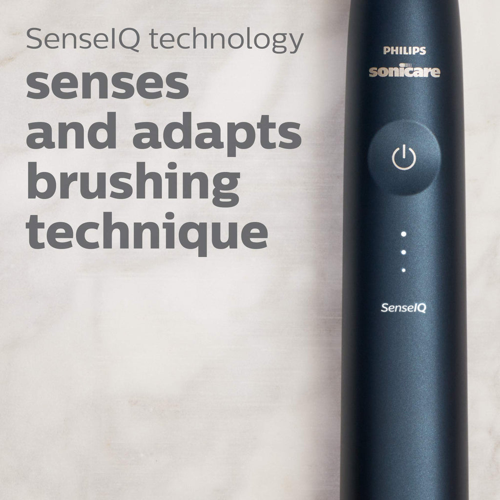 Philips Sonicare DiamondClean 9900 Prestige Electric Toothbrush - with SenseIQ Technology and Advanced AI App, 5 Brushing Modes, 3 Intensity Levels, Charging Travel Case,Midnight Blue, Model BD9002AZ