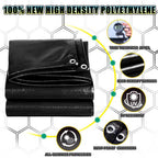 TA*RP YXCN Black Tarp 20x30 Feet, 10 Mil Thick Waterproof Poly Tarps Cover UV Resistant, Rip & Tear Proof with Metal Grommets Every 20 Inches