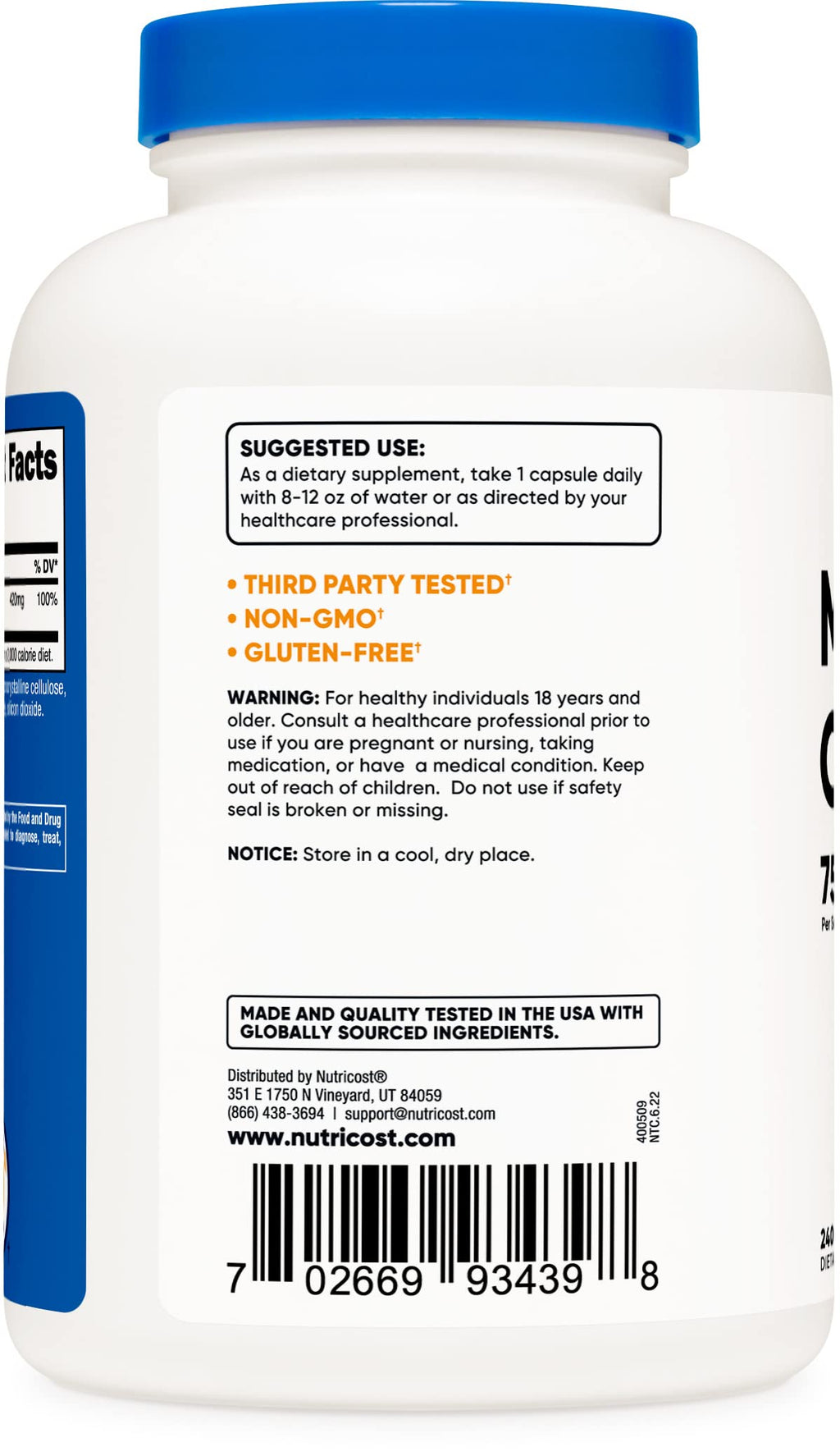 Nutricost Magnesium Oxide 750mg, 240 Capsules (3 Bottles)