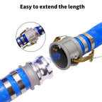 2-1/2" x 50ft PVC Lay Flat Discharge Hose With Aluminum Camlock C & E Fittings, Cam Lock Fitting Type F included, Heavy Duty Reinforced Pump Backwash Hose Assembly