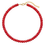 Badu Red Gemstone Beaded Necklace for Women Natural Stone Bead Beach Choker Necklace Fashion Trendy Jewelry Gifts