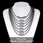 Fiusem Black Pendant Necklace for Men, Rectangular Pierced Necklace 26Inch