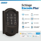 Schlage Encode Plus Smart Wi-Fi Lock for Front Door, Keyless Entry Deadbolt, Unlock with Apple Watch, Built-in WiFi and App Control, Easy Install, Alexa & Apple HomeKit Compatible, Aged Bronze