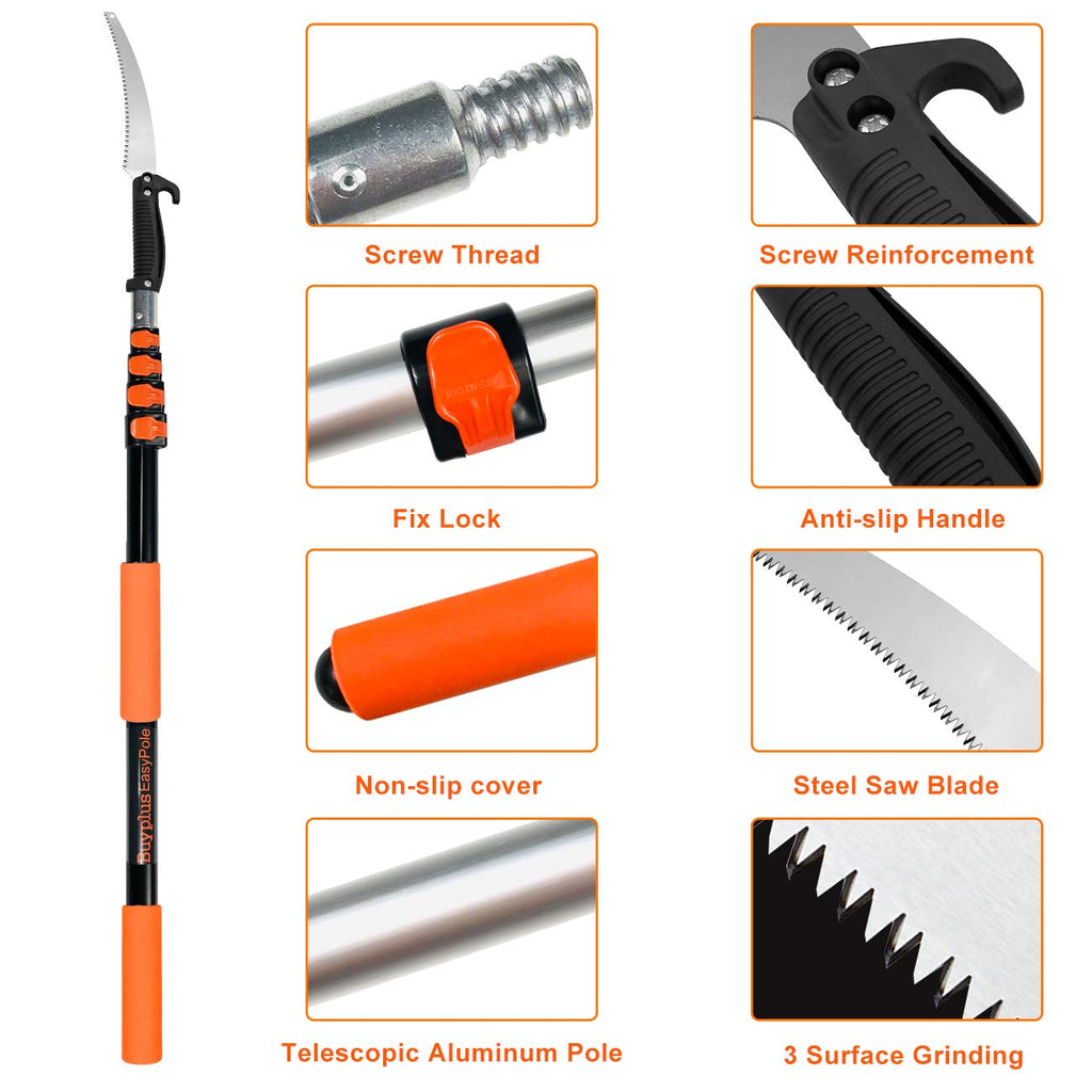 Buyplus 26FT Reach Pole Saws for Tree Trimming, Pole Saw with 5-20FT Telescoping Extension Pole, Pruning Saw with 19" 3X Detachable Saw, Non-Slip Handle, Tree Trimmer for Garden Palms Shrubs
