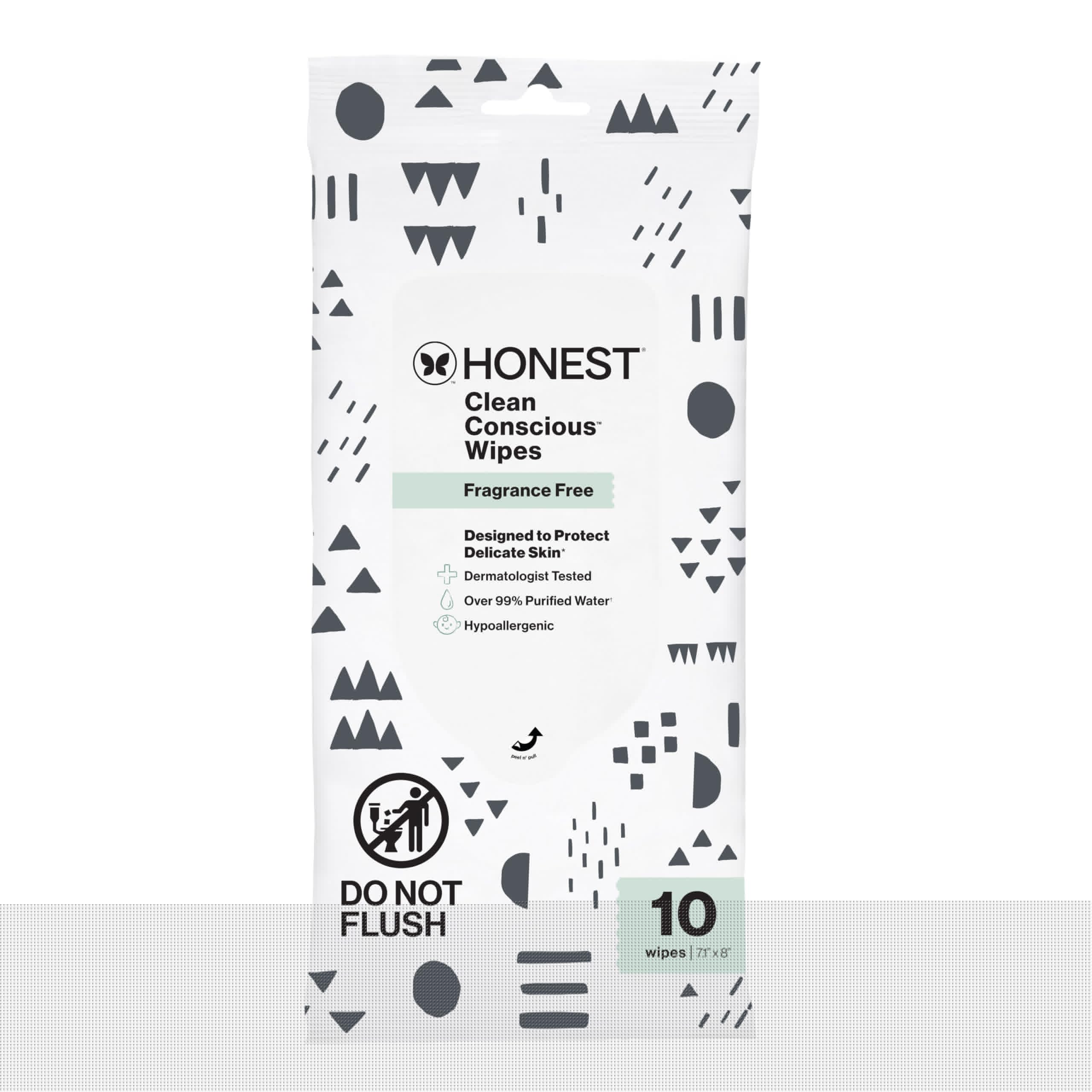 The Honest Company Hypoallergenic Multi-Use Baby Wipes for Sensitive Baby Skin, Pattern Play, 10 Count