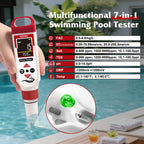 GIDIGI Digital Chlorine Tester Pool Salinity Meter, 7-in-1 pH Meter Test FAC pH Salt ORP TDS EC,Hot Tub Chlorine Meter with Backlit Display Screen for Drinking Water Quality Chlorine Level,Pool Tester