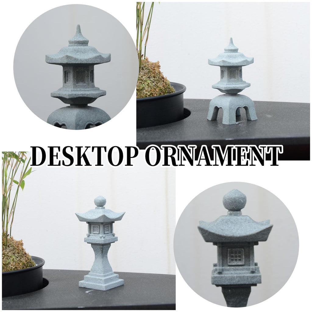 Saihisday 6pcs Miniature Asian Decor, Japanese Lantern Style, Chinese Pagoda Statue for Fish Tank Aquarium Ornament Decor Bonsai Micro Rockery Landscape Kit