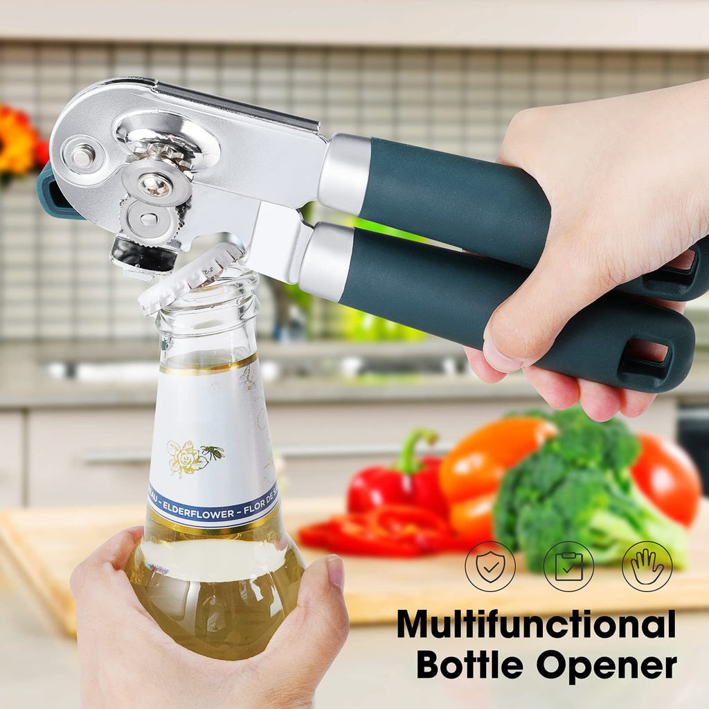 Beneno Heavy Duty Hand Can Opener Manual with Magnet Lid Remover, Green