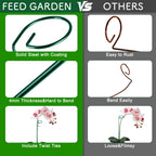 FEED GARDEN 36 Inch 12 Pack Plant Support Stakes, Metal Garden Flower Stakes and Supports for Outdoor Plants, Plant Stem Support with 24 Twist Ties for Amaryllis Lily Rose Peony Tomatoes Gladiolus