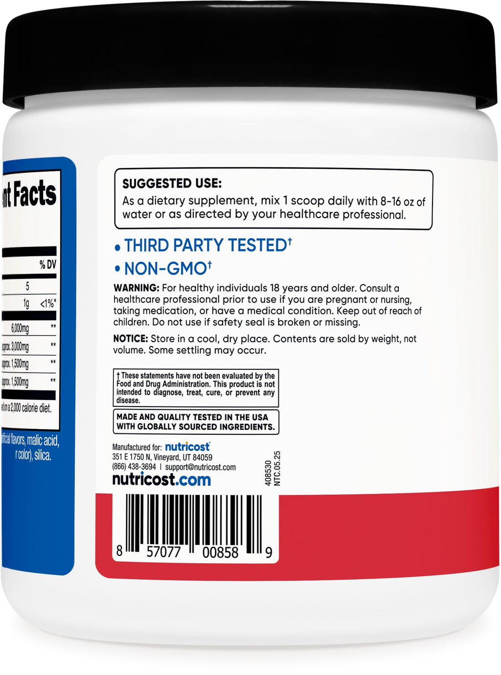 Nutricost BCAA Powder (Strawberry Kiwi, 30 Servings) - Optimal 2:1:1 Ratio