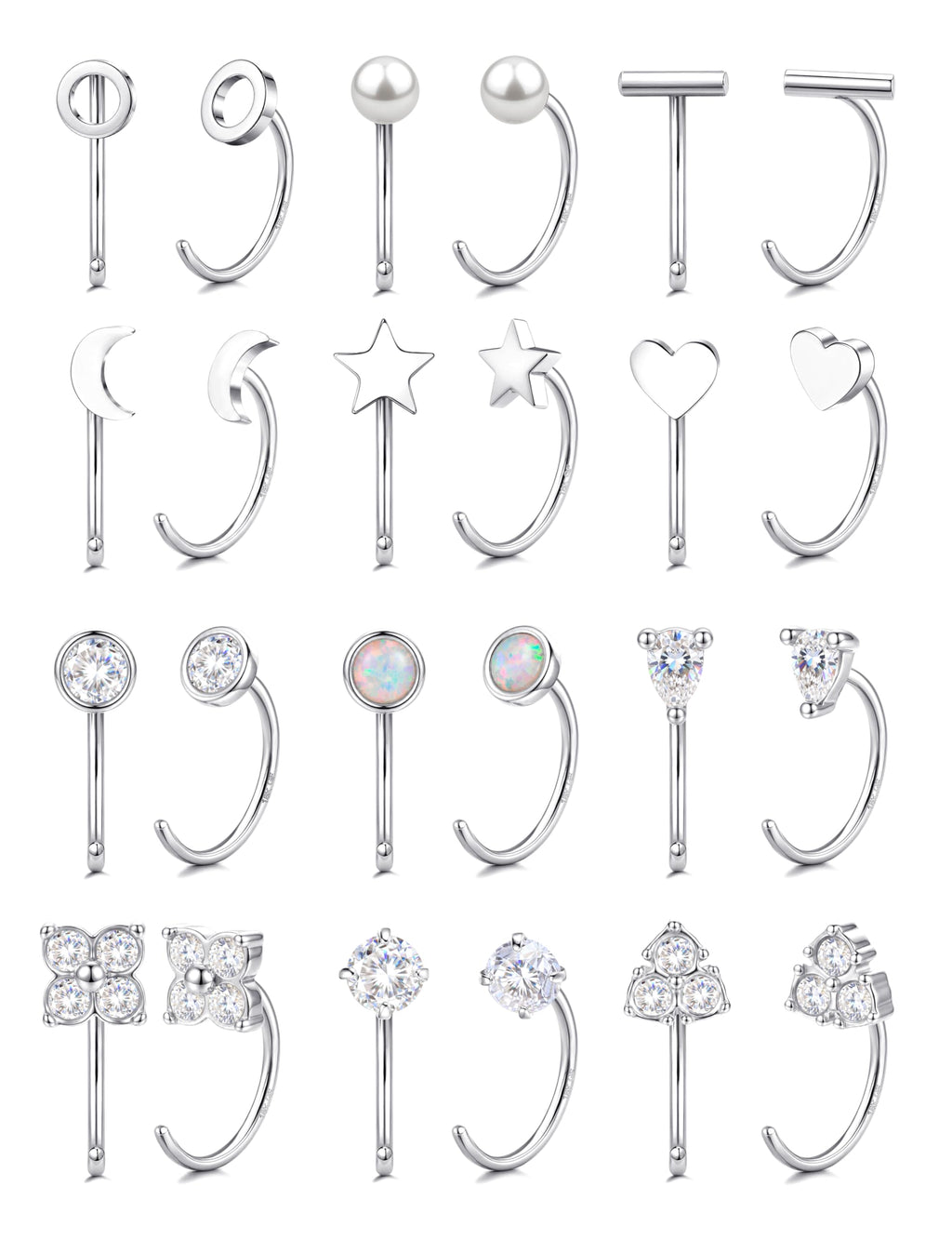 SAILIMUE 12Pair Hypoallergenic Huggie Half Hoop Earrings Backless for Women