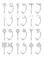 SAILIMUE 12Pair Hypoallergenic Huggie Half Hoop Earrings Backless for Women