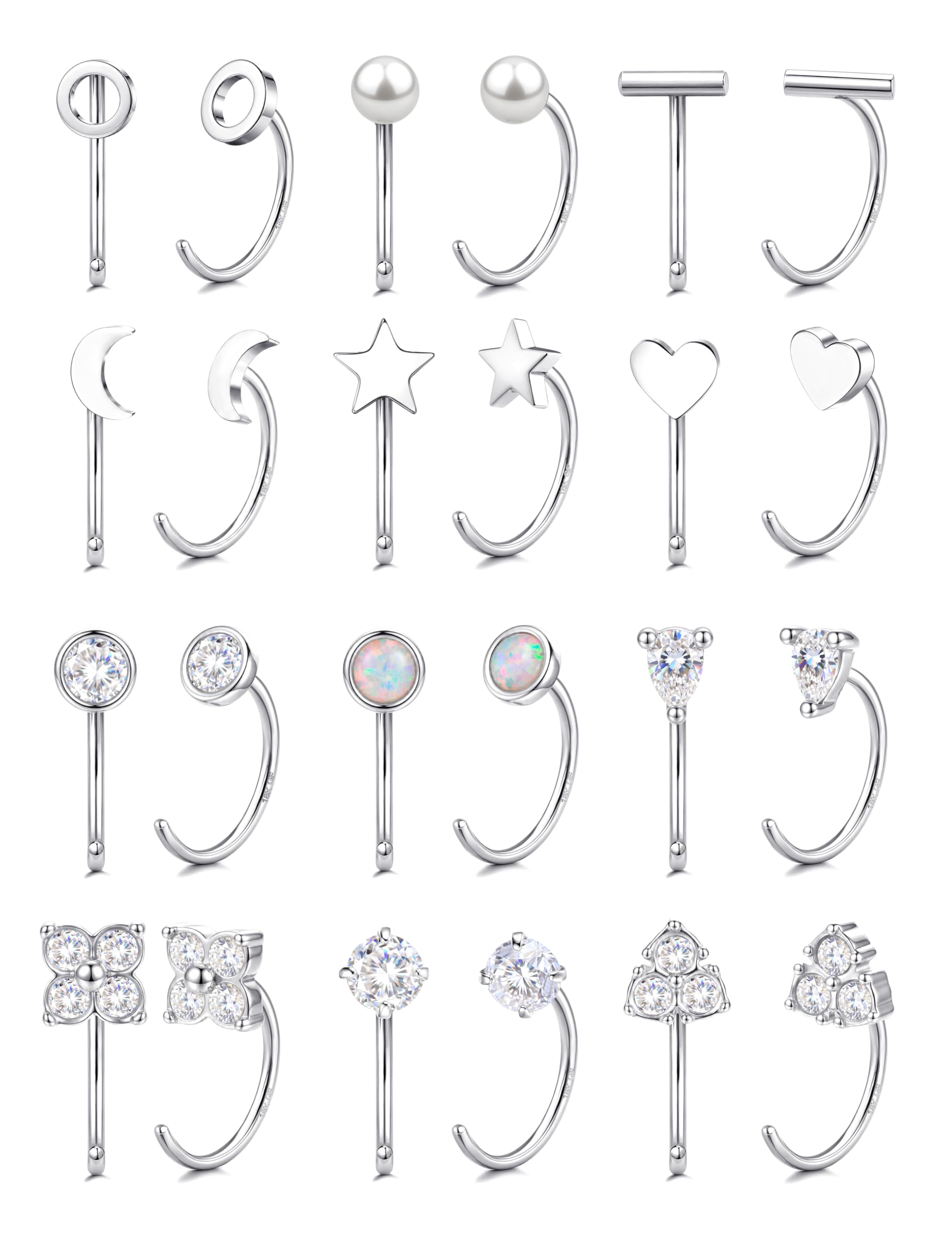 SAILIMUE 12Pair Hypoallergenic Huggie Half Hoop Earrings Backless for Women