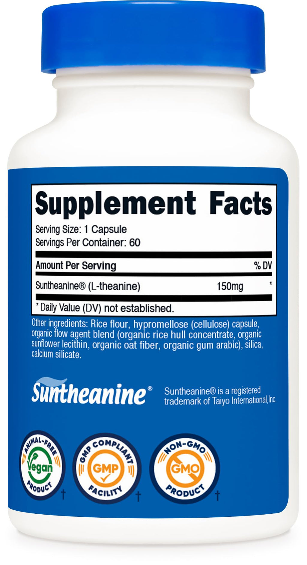 Nutricost Suntheanine (150mg) 60 Capsules - L-Theanine, Vegan, GMO-Free