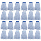 Matthew Cleaning Looped-Open Cotton Wet Mop 1.25'' Universal Headband Heavy Duty Commercial Mop Head Replacement for Indoor&Outdoor Use,Grease Stain Floor Cleaning String Mop Head Refills Pack of 24