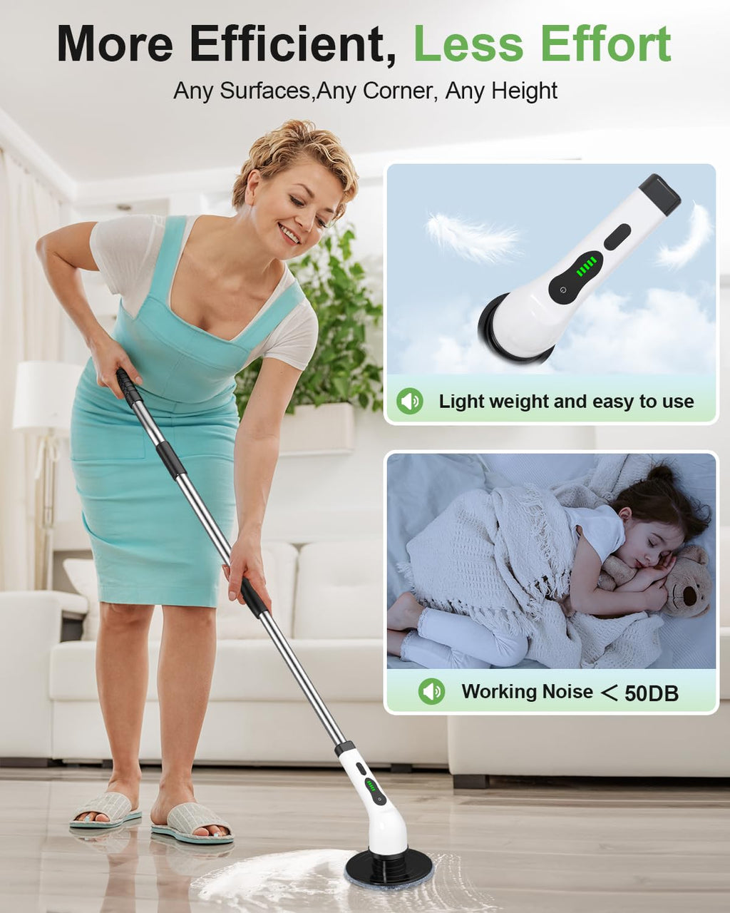 Lichffy Cordless Electric Spin Scrubber, 9 Brush Heads, 2-Speed Motor