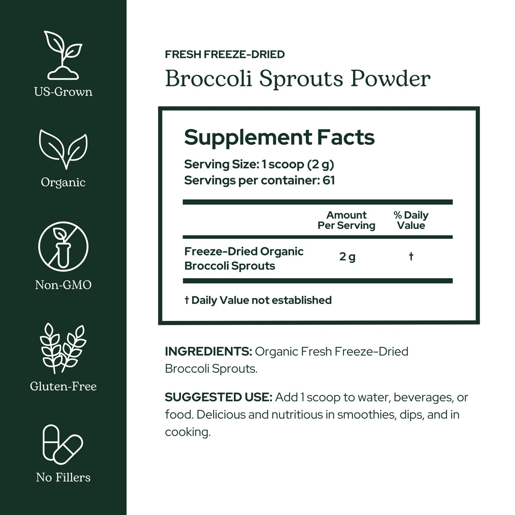 Eclectic Herb - Broccoli Sprouts Powder Nutritional Supplement | Vitamins + Minerals | Antioxidants & Immune | Superfood Powder + Daily Greens Drink Mix | USDA Organic, Non-GMO, Vegan (4.3 oz | 122 g)