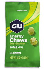 GU Energy Chews, Salted Lime Energy Gummies with Electrolytes, Vegan, Gluten-Free, Kosher, Caffeine-Free, and Dairy-Free On-The-Go Energy for Any Workout, 12 Bags (24 Servings Total)