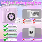 ESOXOFFORE Instant Print Camera for Kids, Christmas Birthday Gifts for Girls Boys Age 3-12,Kids Digital Cameras for Toddler, Portable Toy for 3 4 5 6 7 8 9 10 Year Old Girl -Purple