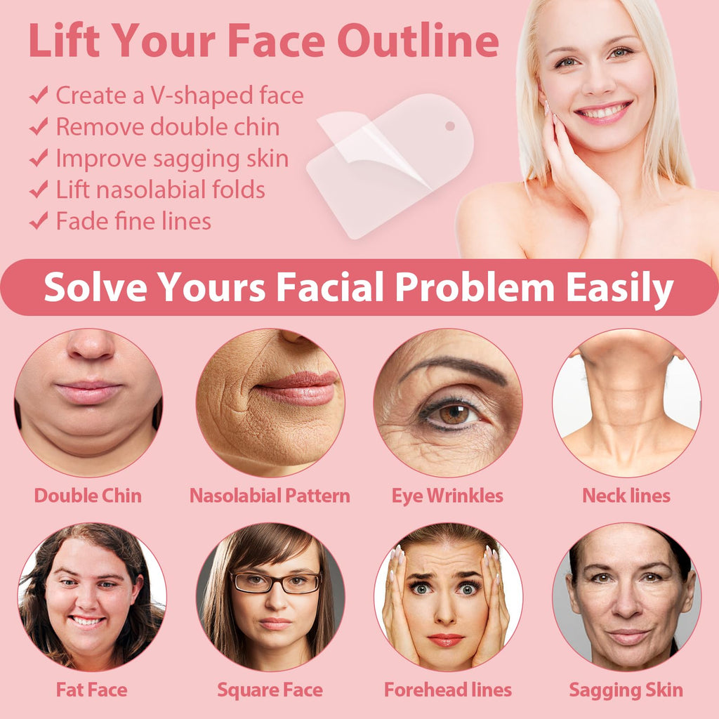 Neck Tape Lifting Invisible,Face Tape Lifting Invisible 140PCS Face Lift Tapes and Bands with 8 Strings Facelift Tape for Face,Neck Tape Lift Turkey for Sagging Skin Double Chin Jowls Eyes Wrinkles