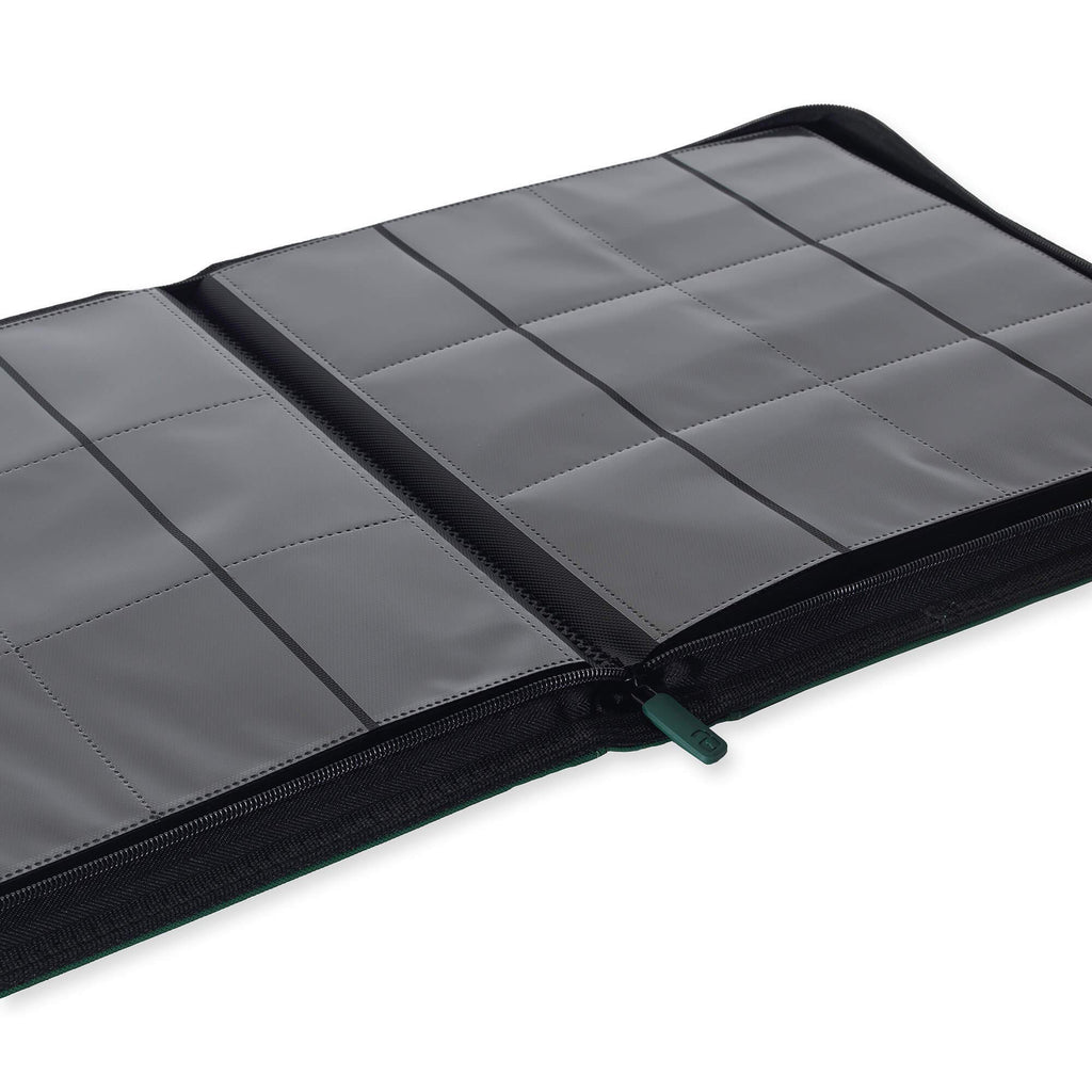 Vault X 12 XL Pocket Trading Card Zip Binder - 624 cards, Premium Exo-Tec Album Material, 26 Side-Loading Pages, Folder for Collectible Card Games, Sports, TCG (Green)