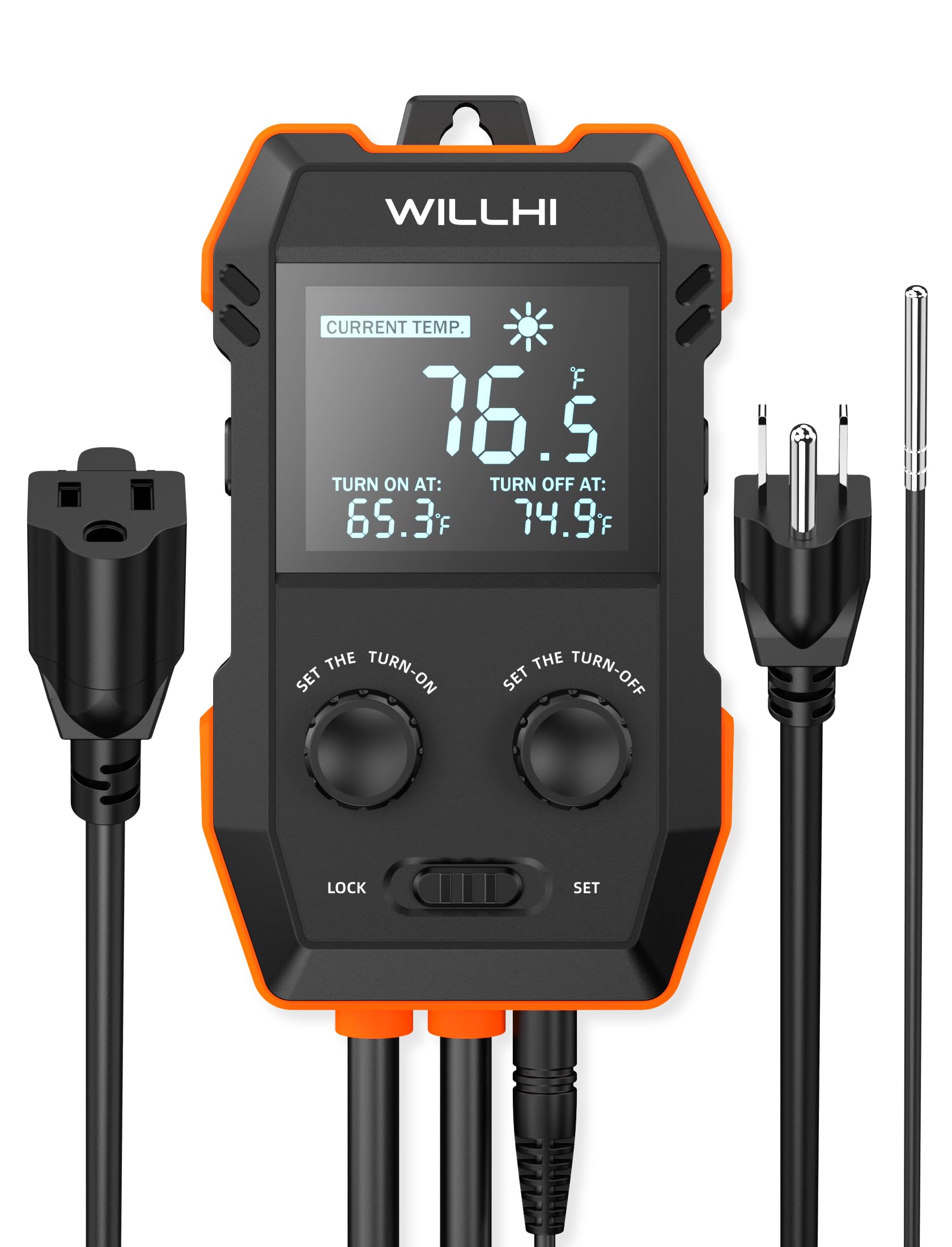WILLHI WH2408 Temperature Controller 10A 1200W, Digital Thermostat Controlled Outlet Plug Switch for Reptile Terrarium Greenhouse Homebrew Aquarium Seedling Mat, Heating or Cooling Mode (Pack of 2)