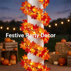 Brillarlights Fall Leaf Garland with Lights Plug in, 11FT Lighted Maple Leaf Garland with 50 Orange Bulbs, Connectable Fall Decorations for Home, Thanksgiving Halloween Mantel Stairs Porch Decor