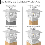 Davinci Lighting Edison Solar Outdoor Post Cap Lights - 4x4 5x5 6x6 - Bright LED Light for Fence Deck Garden or Patio Posts - Pearl White (1 Pack)