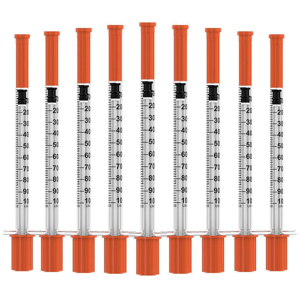 U-100 Disposable Syringes with Needle,1ml/cc,30G 5/16"(8mm) Needle,Individually Wrapped–50 Pack| Lab Supplies