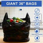 AmazingSpark 100 Pack Extra Large Plastic Shopping Bags with Handles, 36'' x 24'' x 8'', Reusable Heavy Duty T-shirt Bags Bulk with Handles for Grocery Restaurant, Retail, Business(Fits 30 Gallon)