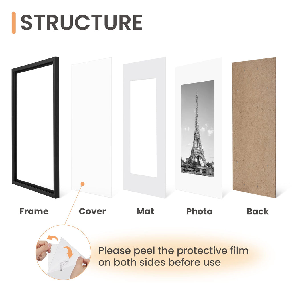 upsimples 11x17 Picture Frame, Gallery Wall Frames Set of 5, Black