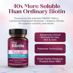 Purity Products MyBiotin ProClinical – Thicker Hair Starting in 3 Weeks & Fights Wrinkles - MB40X Patented Biotin Vitamin B7 Matrix w/Astaxanthin - 40X More Soluble vs Ordinary Biotin, 30 Veg Capsules