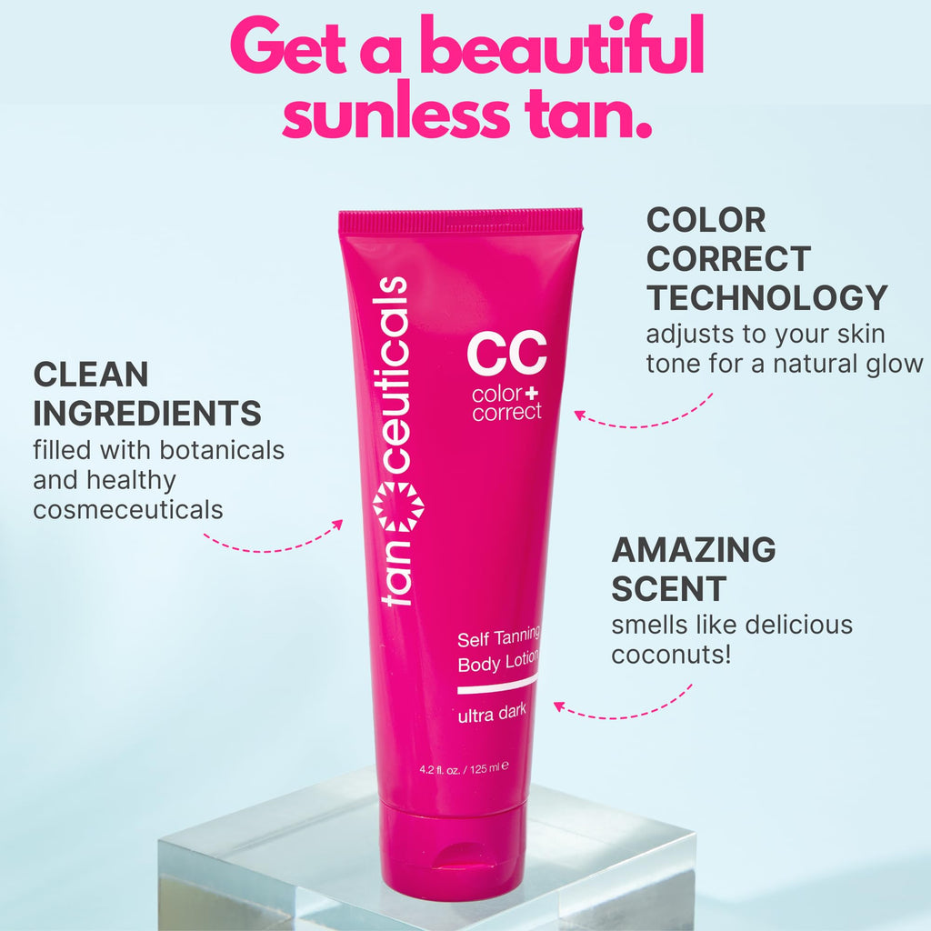 Tanceuticals Self Tanner - Ultra Dark Self Tanning Lotion for Body - Natural-Looking & Long Lasting Sunless Tan – Quick Fake Tan, Bronze Glow - Fresh Coconut Scent & Healthy Ingredients (Ultra Dark)
