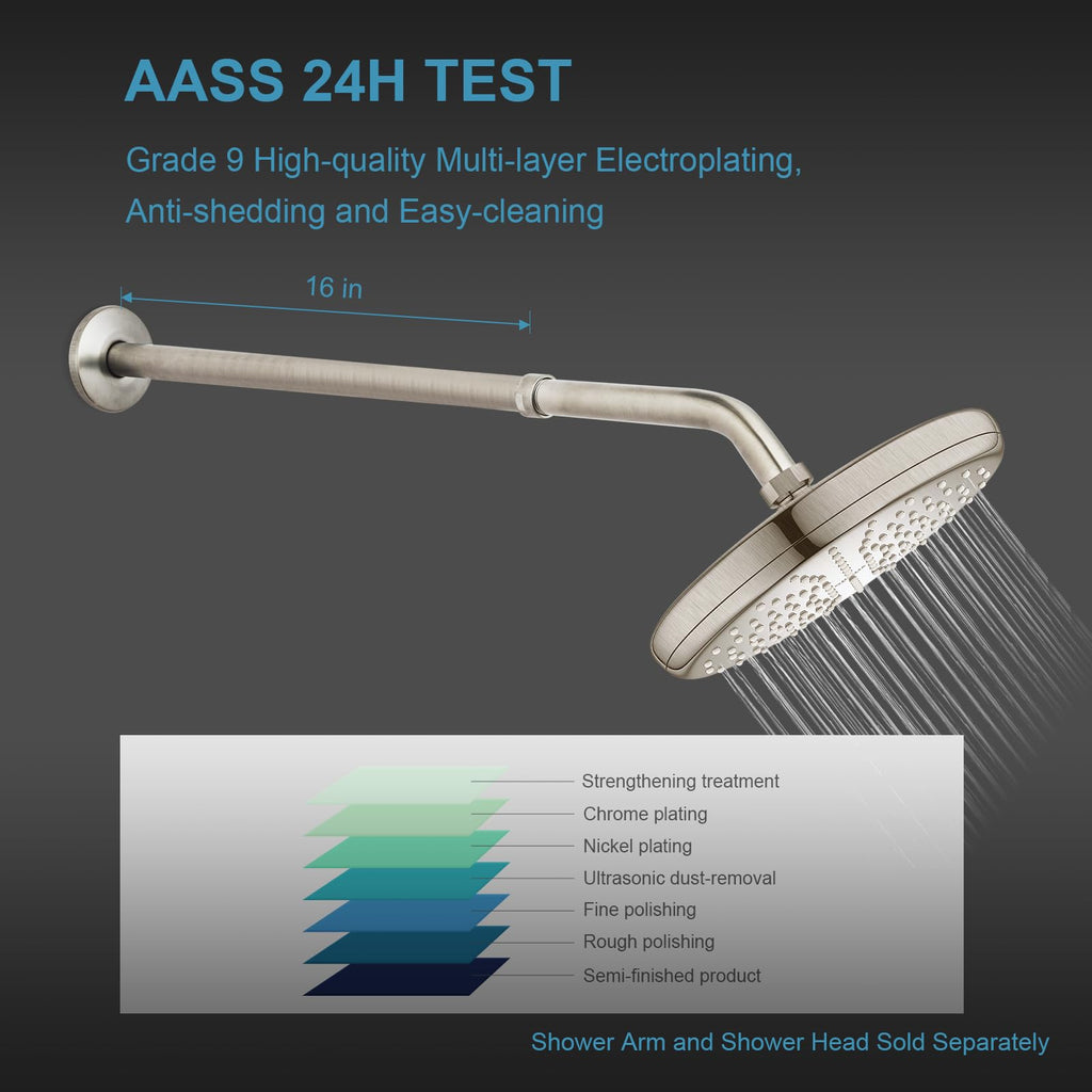 OFFO Shower Head Extension Arm, Brushed Nickel 16 in Shower Arm Extension Shower Head Extender Made of 305 Stainless Steel Shower Pipe Extension
