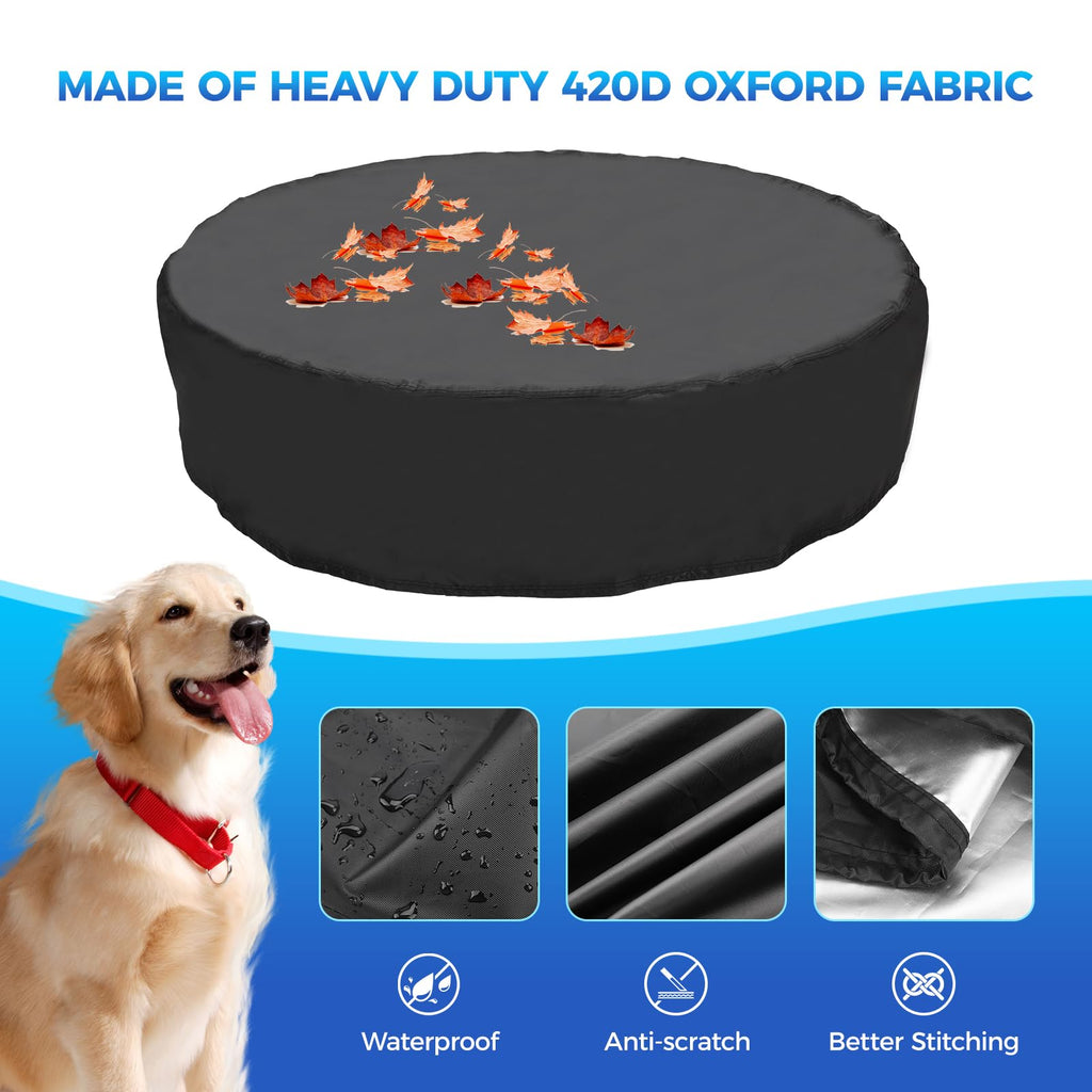 Tufmunb 107 inch Foldable Dog Pet Bath Pool Cover, Portable Round Collapsible Pool Cover with Oxford Cloth Material and Drawstring Design for Dog Pet Pool, Waterproof and Dustproof (Black)