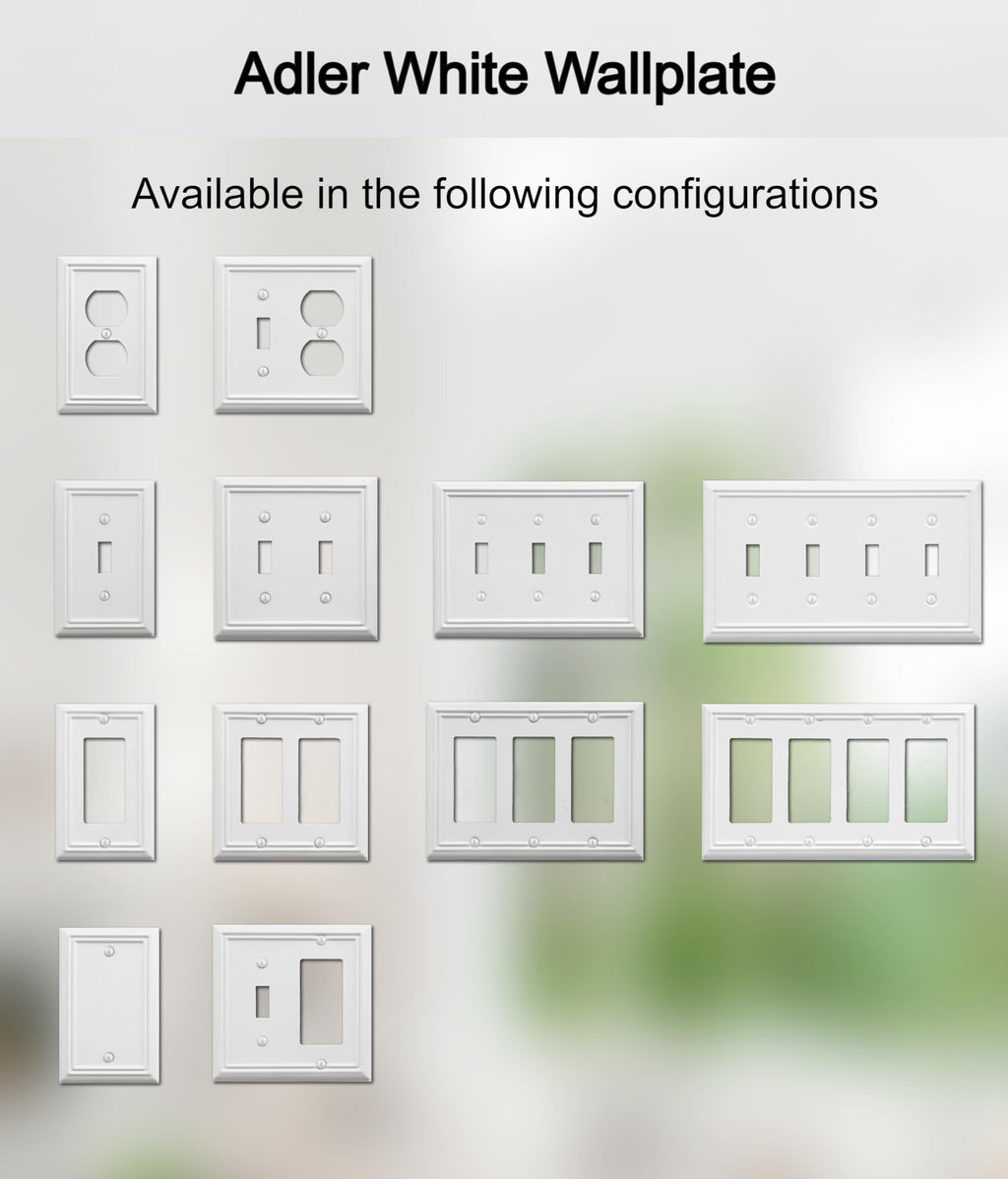 OKAWYC Toggle/Decorator Light Switch Cover Adler Metal Wall Plate, 2-Pack White 2 Gang, for Receptacle Dimmer Switch GFCI Outlet, Switch Cover Decorative Wallplate, Durable