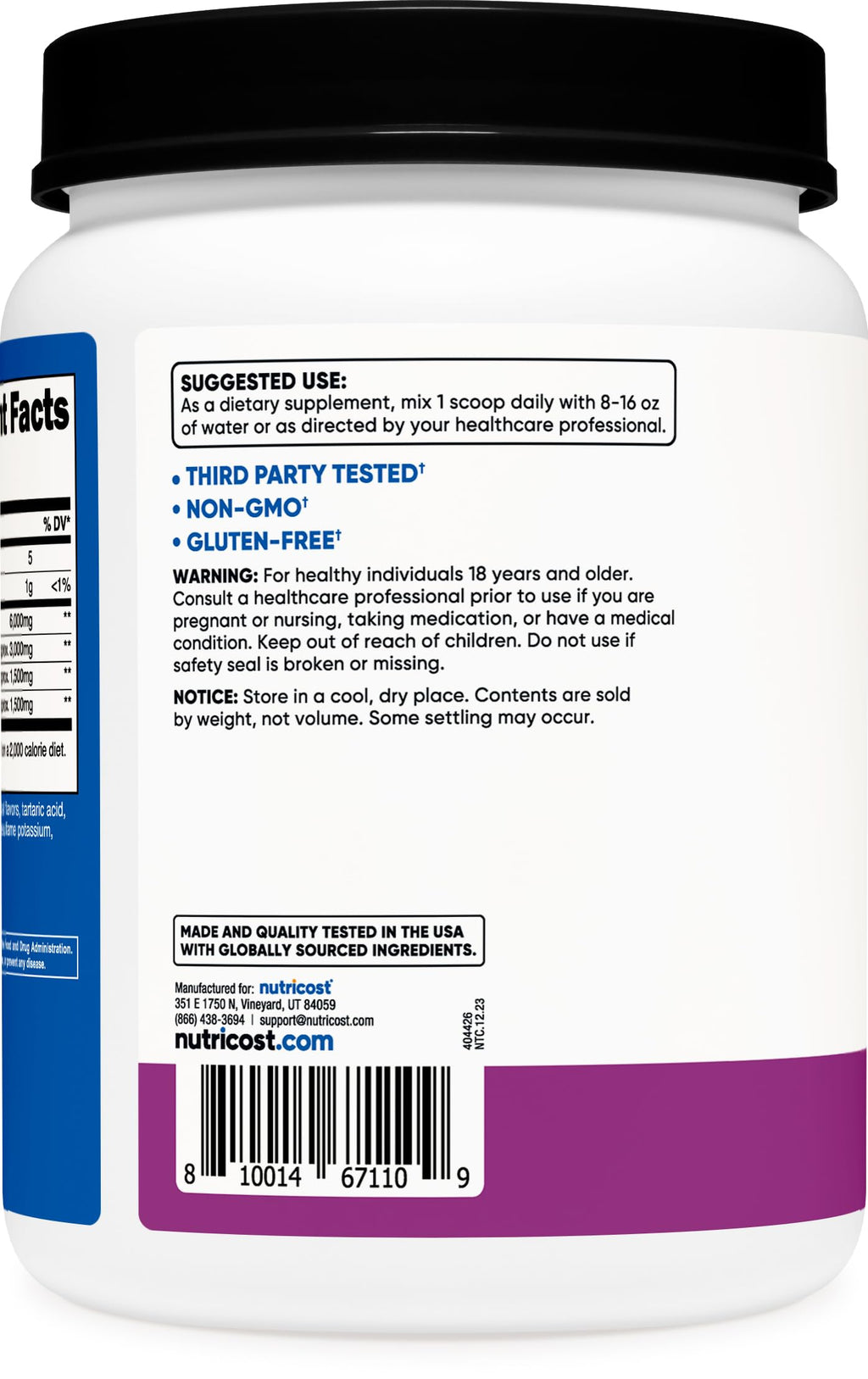 Nutricost BCAA Powder (Grape, 120 Servings) - Gluten Free, Non-GMO, Vegetarian, Optimal 2:1:1 Ratio