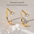 ASHINE Backless Earrings 14K Gold Plated Round CZ Huggie for Women