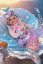 BABESIDE Mermaid Baby Doll Girl, 15-Inch Realistic Soft Baby Dolls with Shiny Mermaid Tail & Accessories, Cute Mermaid Toys for Girls Ages 3-10 Kids, Christmas, Birthday