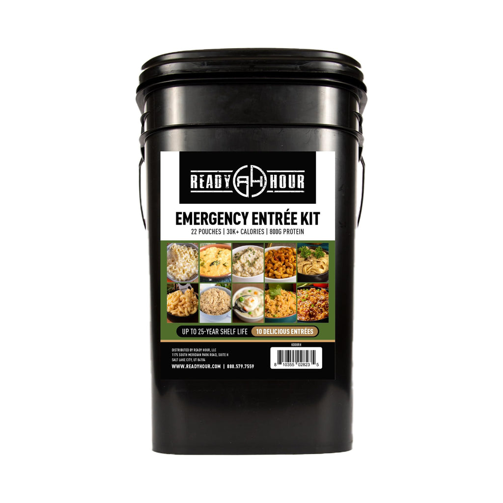 Ready Hour 120 Serving Entree Bucket-Freeze Dried Emergency Food Supply-Survival Meals with Long Shelf Life-Prepper Essentials for Disaster, Camping, Hiking, or Outdoor Use
