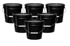 MKS Plastics 2-Gallon Bucket with Airtight Lid – Made in USA, Food Grade BPA Free Plastic, Heavy Duty Multi-Use, Metal Handle with Grip, Stackable Storage – Black, 6 Pack
