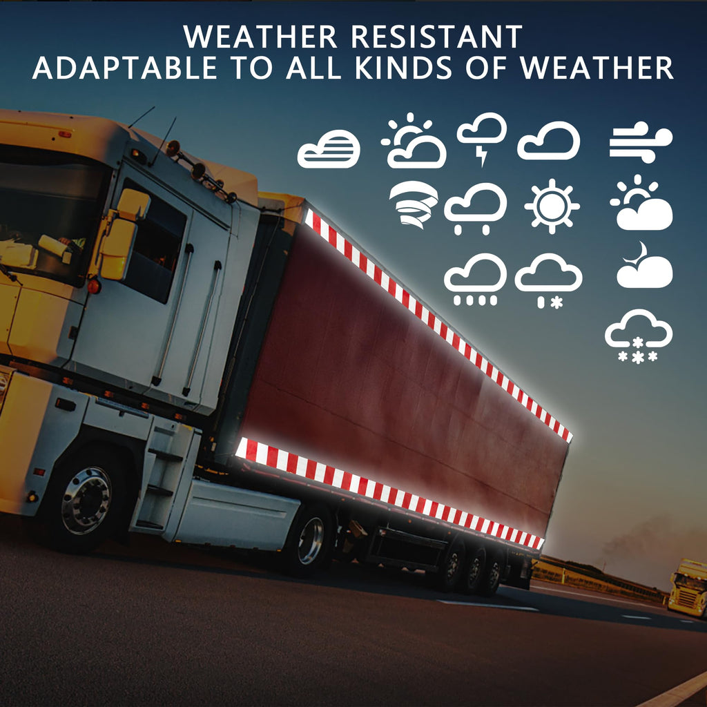 SWRT 2 Inch X 160 FT Reflective Tape Outdoor Waterproof Red & White Reflective Strong Adhesive Caution Hazard Warning Reflector Conspicuity Tape for Trailer Sign