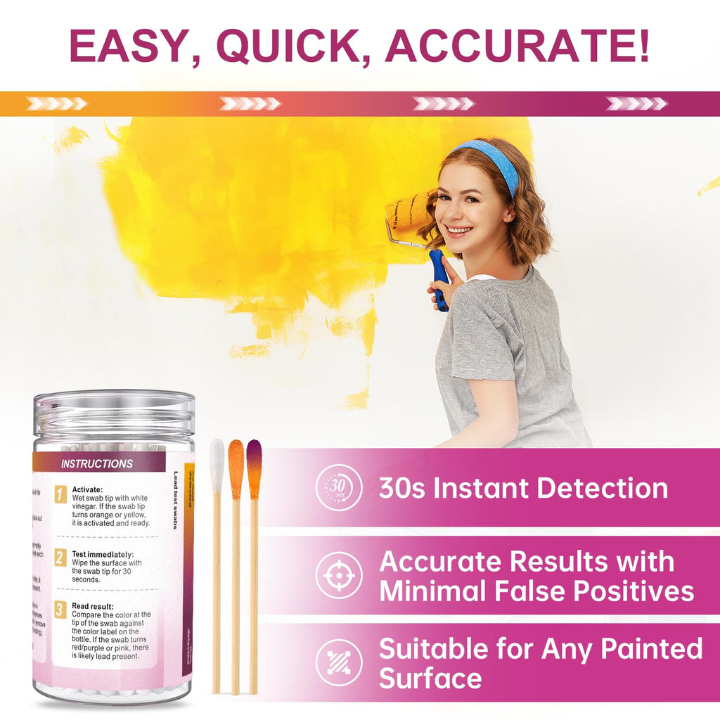 AAwipes Lead Test Kit 30 Swabs Enhanced Lead Testing Formulation At Home Lead Paint Test Kit Testing for Paint Ceramics - Quick Results in 30s Lead Detector (30)