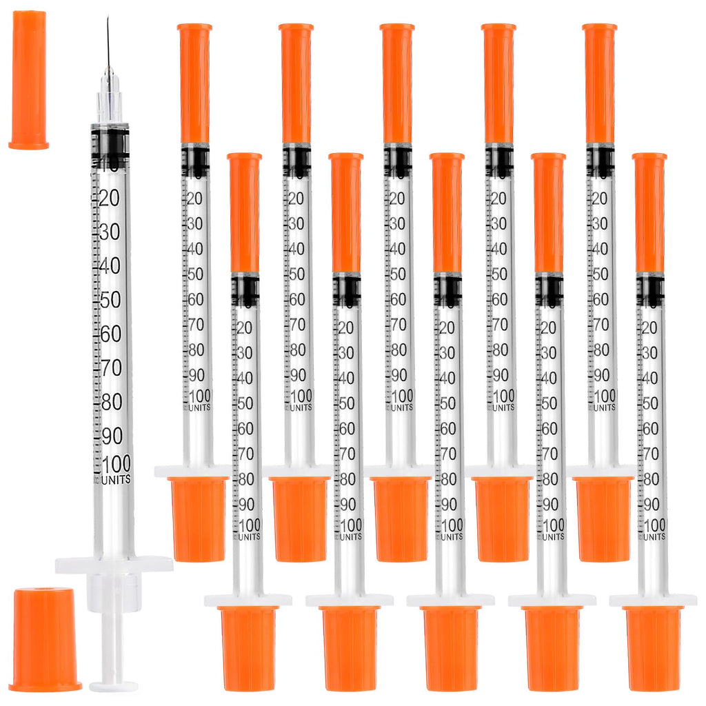 100PACK U-100 Syringes 30G 5/16" (8mm) 1ml/cc, Disposable Syringe, Lab Supplies, Individual Wrapped, Pack of 100
