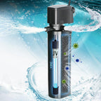 Aquarium Filter for 75-200 Gallon Tank, U-V Fish Tank Green Clean Machine Submersible Powerful Pump Canister Filter 300GPH for Pond Turtle Tank Saltwater Freshwater Crystal Clear Green Killing