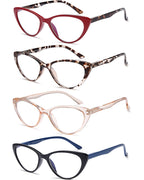 EYEURL 4-Pack Cat Eye Reading Glasses for Women- Blue Light Blocking Readers with Spring Hinges,Anti-Glare/UV Rays Reading Glasses,1.5