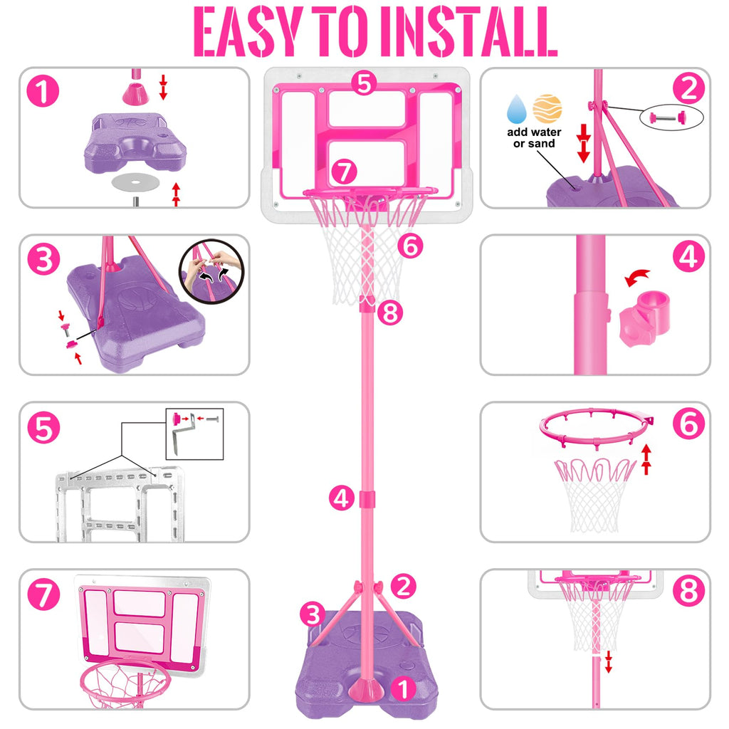 Kids Basketball Hoop, Adjustable Height Toddler Basketball Hoop Indoor Toys
